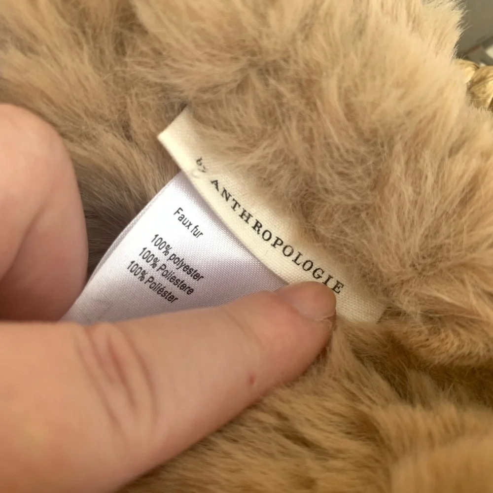 Anthropologie Tranquil Faux Fur Throw Blanket Taupe